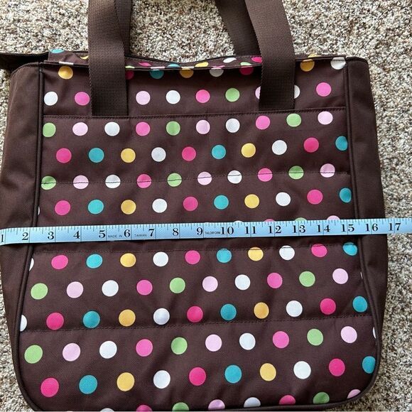 Pottery Barn Brown Polka Dots Travel Tote Bag and Small Toiletry Cosmetic Bag - Picture 12 of 14